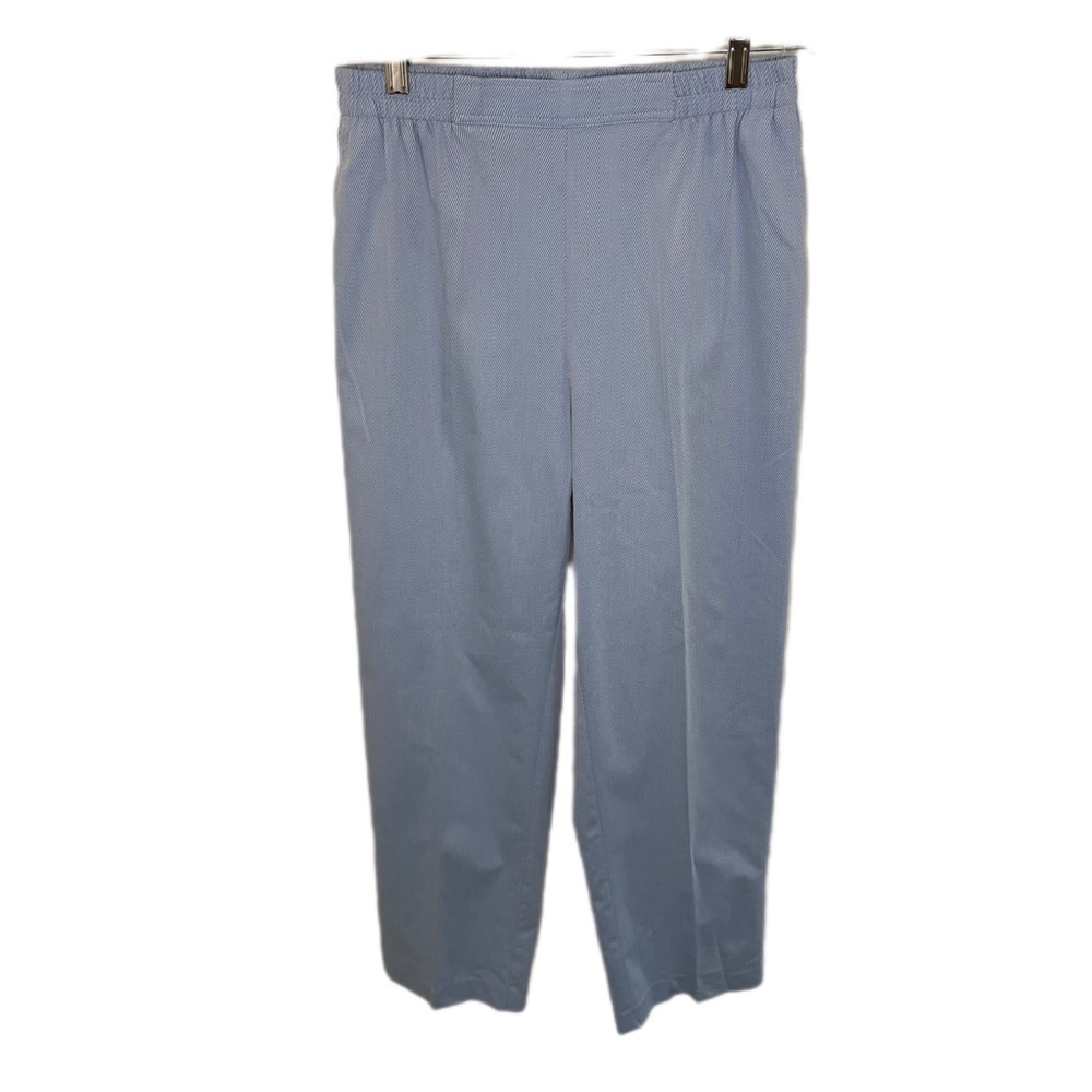 Vtg 80s Draper's & Damon's Stretchy Blue and White Pin-strip High Waisted Pants